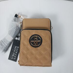 Badgley Mischka Convertible Crossbody Quilted Mini Bag Tan New
